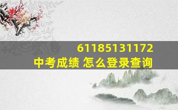 61185131172中考成绩 怎么登录查询